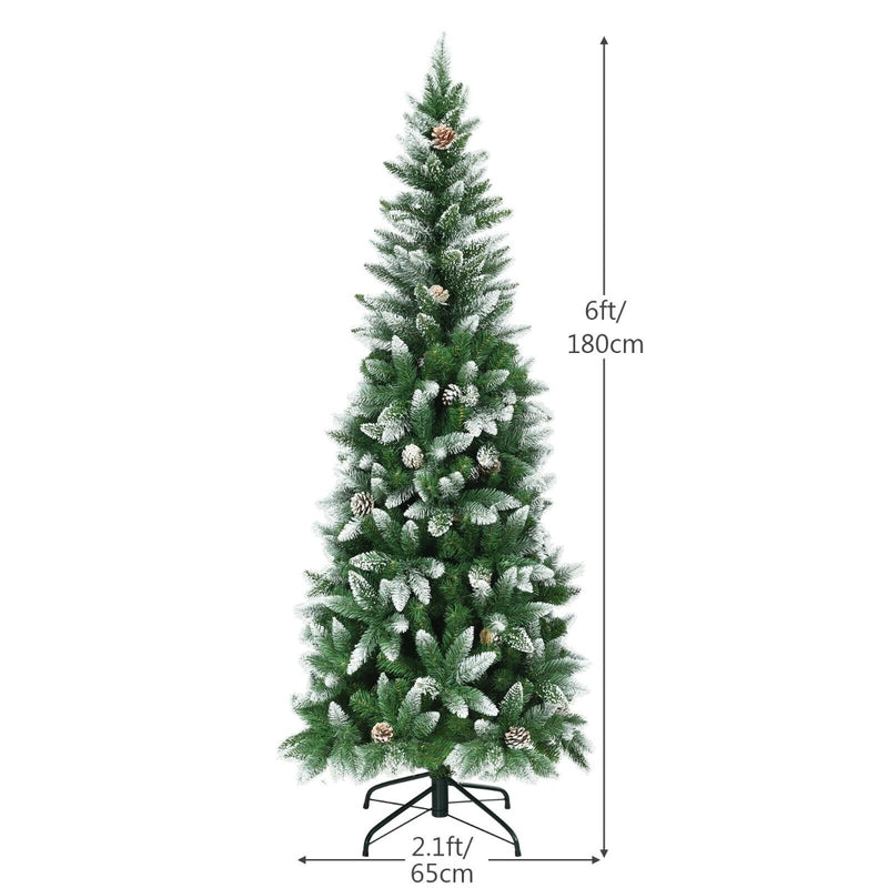 5 / 6 / 7.5 Feet Artificial Pencil Christmas Tree with Pine Cones