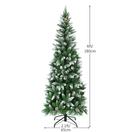 5 / 6 / 7.5 Feet Artificial Pencil Christmas Tree with Pine Cones