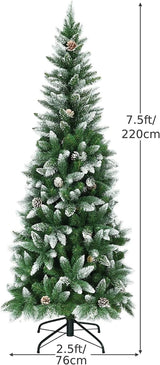 5 / 6 / 7.5 Feet Artificial Pencil Christmas Tree with Pine Cones