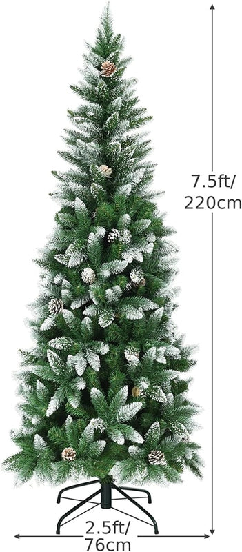 5 / 6 / 7.5 Feet Artificial Pencil Christmas Tree with Pine Cones