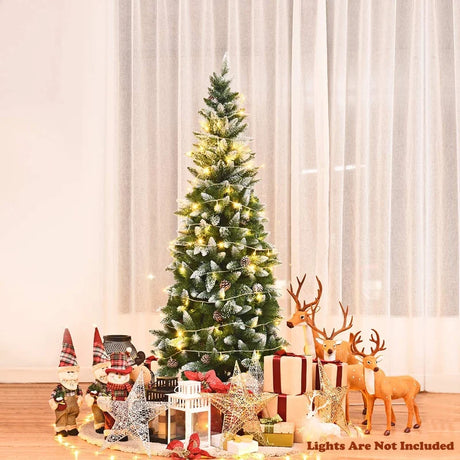 5 / 6 / 7.5 Feet Artificial Pencil Christmas Tree with Pine Cones