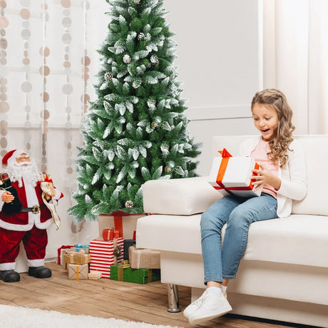 5 / 6 / 7.5 Feet Artificial Pencil Christmas Tree with Pine Cones