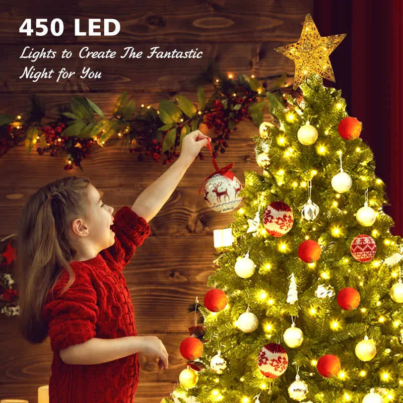 150 cm Pre-Lit Christmas Tree with LED Lights with 8 Lighting Modes-1.5M