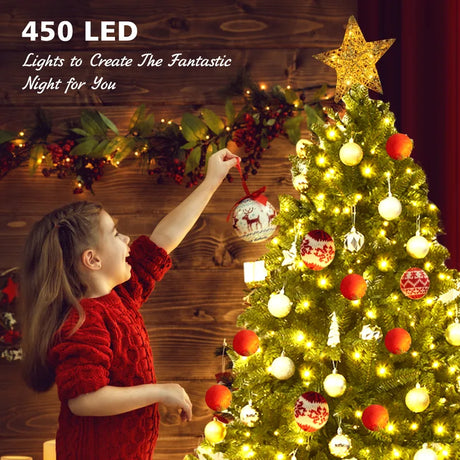 150 cm Pre-Lit Christmas Tree with LED Lights with 8 Lighting Modes-1.5M