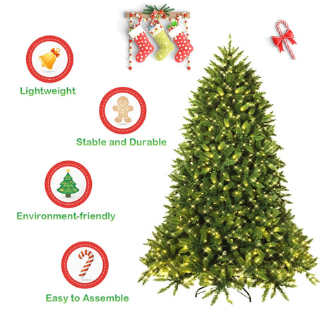 150 cm Pre-Lit Christmas Tree with LED Lights with 8 Lighting Modes-1.5M