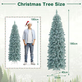 150/180 cm Slim Pencil Christmas Tree with 343/475 Branch Tips and 190/250 Colorful LED Lights-180 cm
