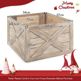 24 Inch Wooden Tree Collar Box with Hook and Loop Fasteners-Brown