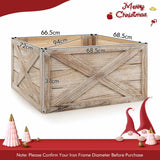 28.5 Inch Wooden Tree Collar Box for Indoor/Outdoor Use-Brown