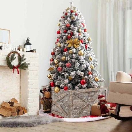 28.5 Inch Wooden Tree Collar Box for Indoor/Outdoor Use-Gray