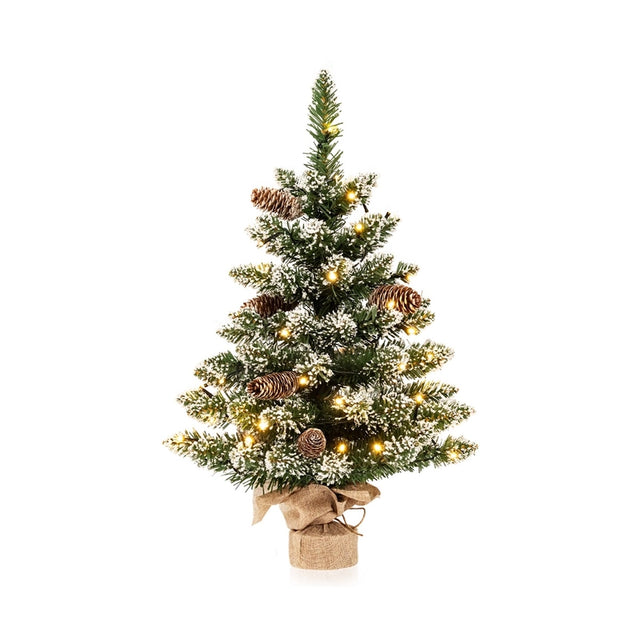 25 Inch Artificial Snowy Christmas Tree with 50 LED Lights