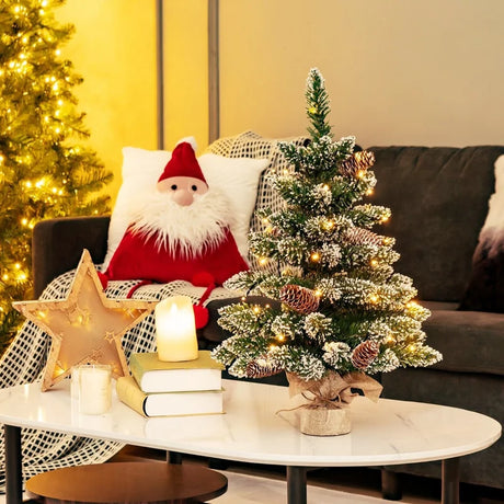 25 Inch Artificial Snowy Christmas Tree with 50 LED Lights