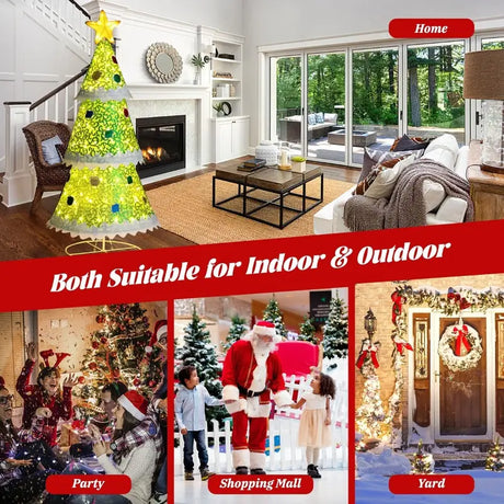 4.6 Feet Pre-Lit Collapsible Christmas Tree with 110 LED Lights-Green
