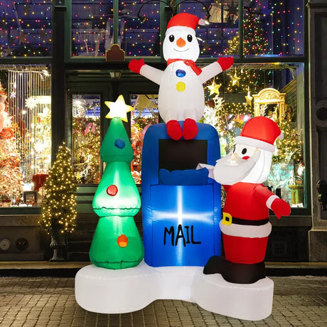 185 CM Christmas Inflatables Lighted Mailbox Santa Claus