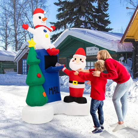 185 CM Christmas Inflatables Lighted Mailbox Santa Claus