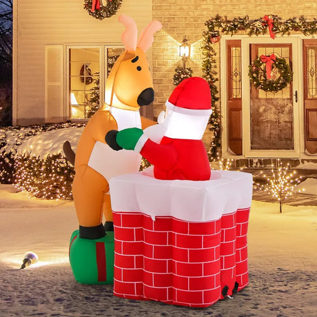 155cm Inflatable Liftable Santa Claus Climbing Chimney