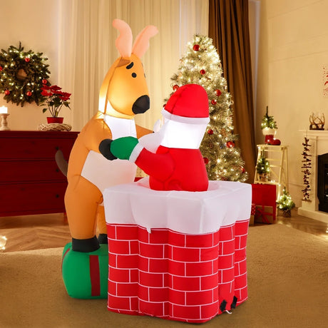 155cm Inflatable Liftable Santa Claus Climbing Chimney