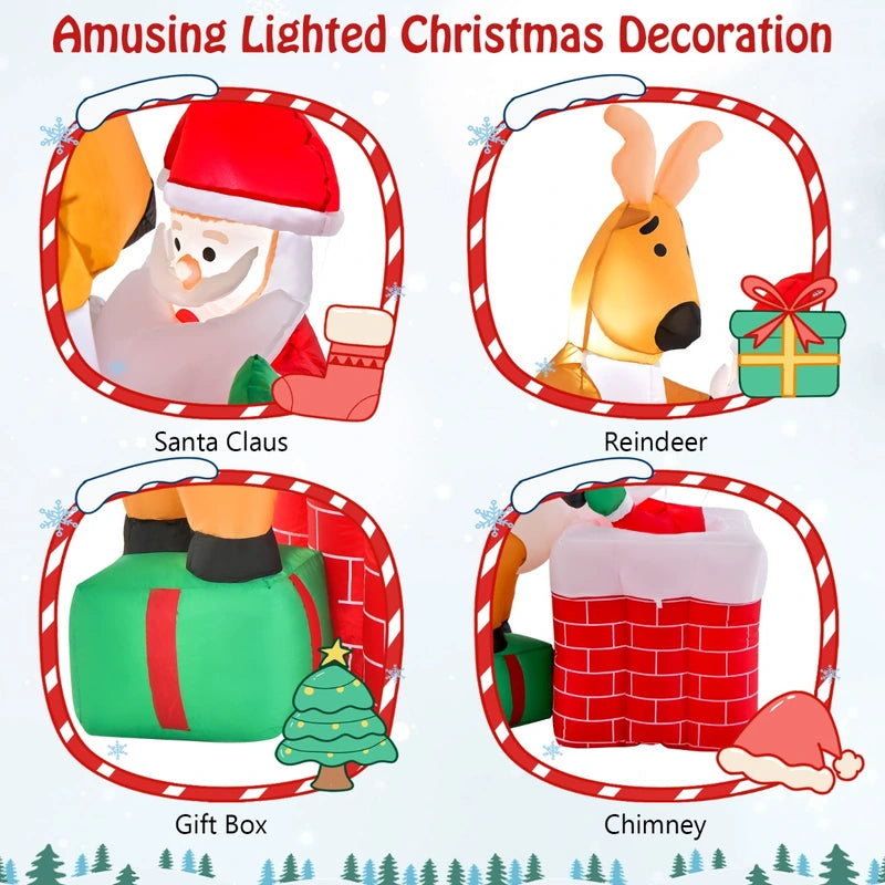 155cm Inflatable Liftable Santa Claus Climbing Chimney