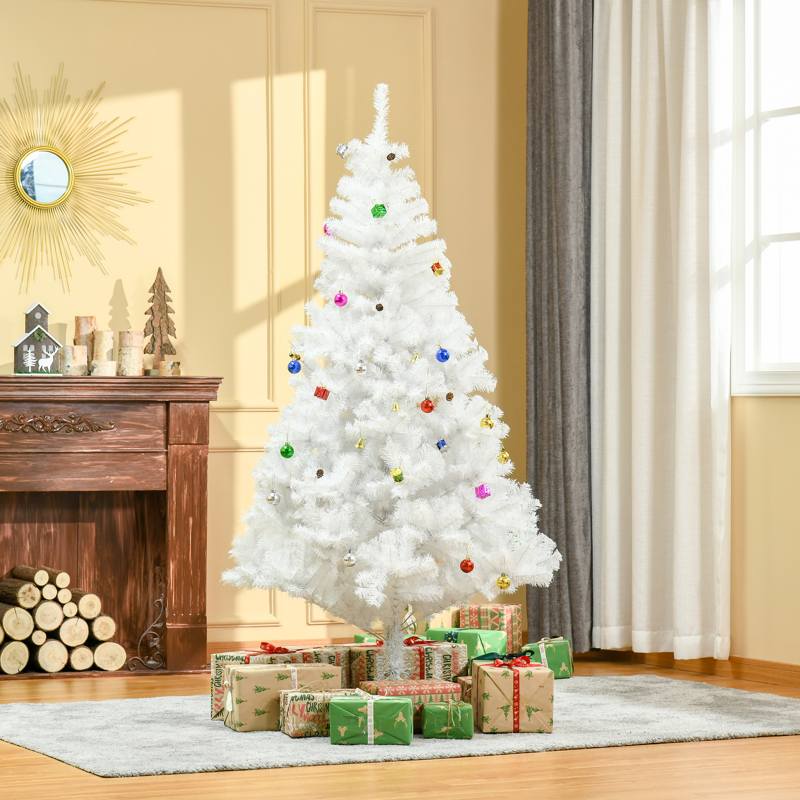 HOMCOM 6ft Snow Artificial Christmas Tree w/ Metal Stand Decorations Home Seasonal Elegant Faux White