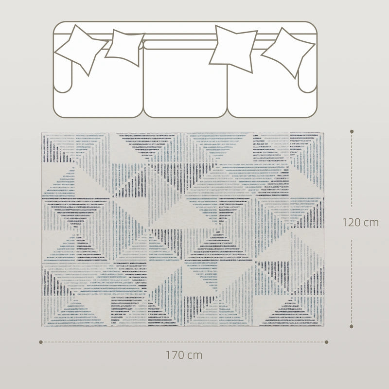 HOMCOM Modern Area Rug, Geometric Pattern Non-Slip Washable Rug, Soft Floor Carpet for Living Room, Bedroom, Dining Room, Home Office, 170 x 120 cm, Multi-Coloured