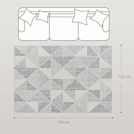 HOMCOM Modern Area Rug, Geometric Pattern Non-Slip Washable Rug, Soft Floor Carpet for Living Room, Bedroom, Dining Room, Home Office, 170 x 120 cm, Multi-Coloured