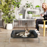 PawHut Elevated Dog Bed with Removable Bolsters, Raised Dog Bed for Small Breeds, Portable Indoor & Outdoor Pet Cots, Black