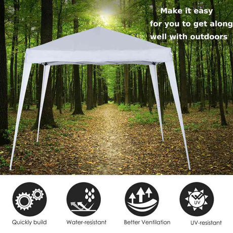 Outsunny 3 M x 3 M Base/ 2.5 M x 2.5 M Top Pop Up Gazebo with Carry Bag, Height Adjustable Slant Leg Party Tent Instant Event Shelter for Garden, Patio, White