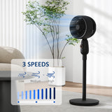 HOMCOM Pedestal Fan, Powerful Air Circulator, 12 Inch Floor Standing Fan with 3 Speed Settings, Oscillating Function for Bedroom, Home and Office, Black