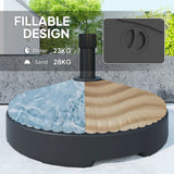 Outsunny Garden Parasol Base Holder, 28kg Sand Filled, 23kg Water Filled, Sun Umbrella Base, 55 x 30H cm Black