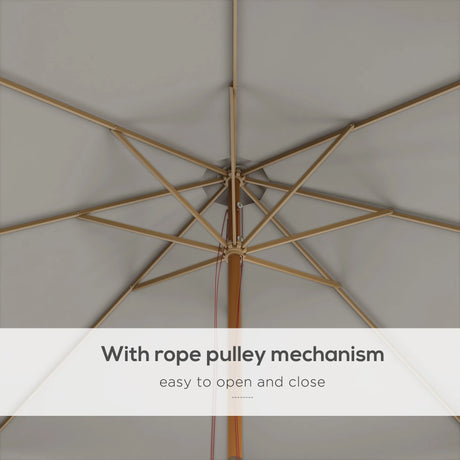 Outsunny 3.3m Elegant Wooden Parasol - Grey