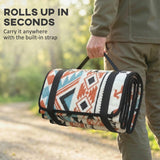 Outsunny Picnic Blanket, 300x200CM Large Beach Blanket Outdoor Picnic Mat with Integrated Strap for Camping, Mix-Colour