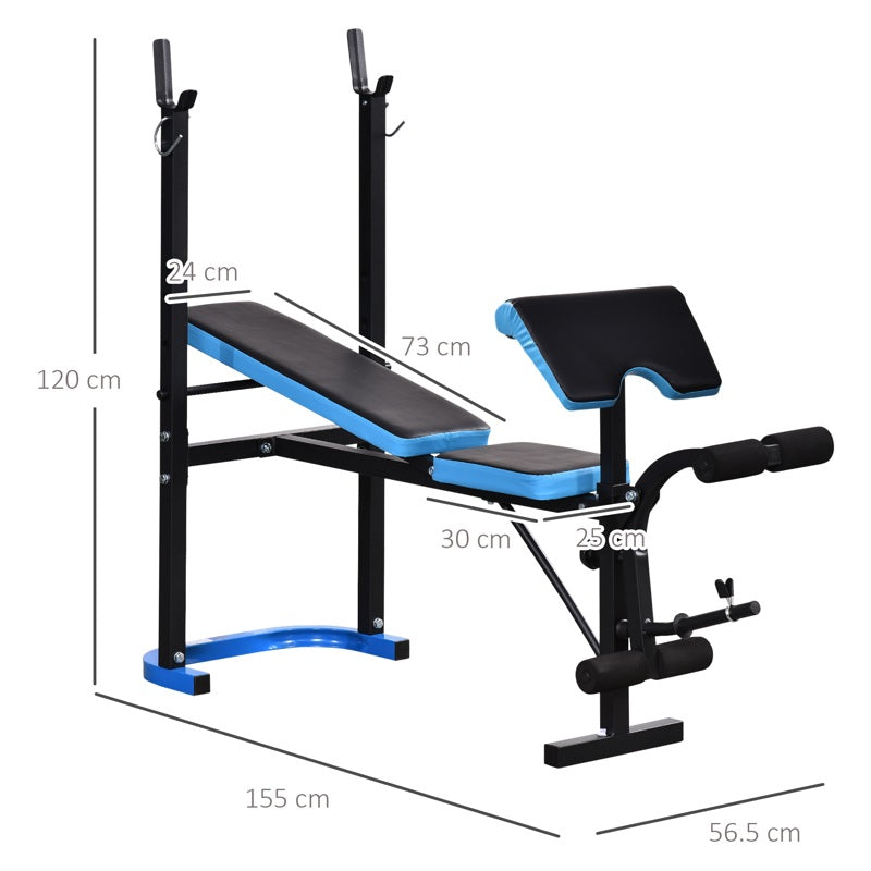 HOMCOM Adjustable Weight Bench with Leg Developer Barbell Rack for Lifting and Strength Training Multifunctional Workout Station for Home Gym Fitness, Black