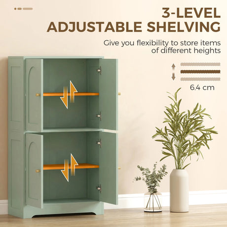 HOMCOM 4-Door Kitchen Storage Cabinet with Adjustable Shelves - Green