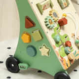 AIYAPLAY Wooden Baby Walker, Push Along Walker Toys with Speed Control, Xylophone, gears and Bead Maze, Green