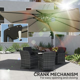 Outsunny 3.7 x 2.7 m Cantilever Parasol w/ 360 Rotation and Easy Tilt Adjustment, Aluminium Hanging Offset Outdoor Umbrella w/ Double Top and Cross Base, UPF50+ Hanging Sun Shade, Grey Wood Effect
