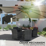 Outsunny 3.7 x 2.7 m Cantilever Parasol w/360 Rotation and Easy Tilt Adjustment, Aluminium Hanging Offset Outdoor Umbrella w/Double Top, Cross Base, UPF50+ Hanging Sun Shade, Grey Wood Effect Pole