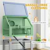 PawHut Wooden Hamster Cage with Detachable 32cm Deep Bottom, Hut, Seesaw, Exercise Wheel, Ramp, 60 x 40 x 75cm, Light Grey