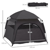 PawHut Foldable Dog Cat Tent with Waterproof Oxford, Carry Bag for Extra Large Dog, Charcoal Grey