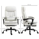 Vinsetto Office Chair, Ergonomic Desk Chair with 6-Point Vibration Massage and Lumbar Heating, Computer Chair with Lumbar Support Pillow, 155 Reclining Back and Footrest, Cream White