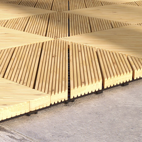 Outsunny 27 Pcs Wooden Interlocking Decking Tiles, 30 x 30 cm Anti-slip Outdoor Flooring Tiles, 0.81 per Pack, All Weather Use for Patio, Balcony, Terrace, Hot Tub, Yellow