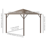 Outsunny 3 x 3(m) Metal Hardtop Gazebo, with Curtains and Accessories - Brown