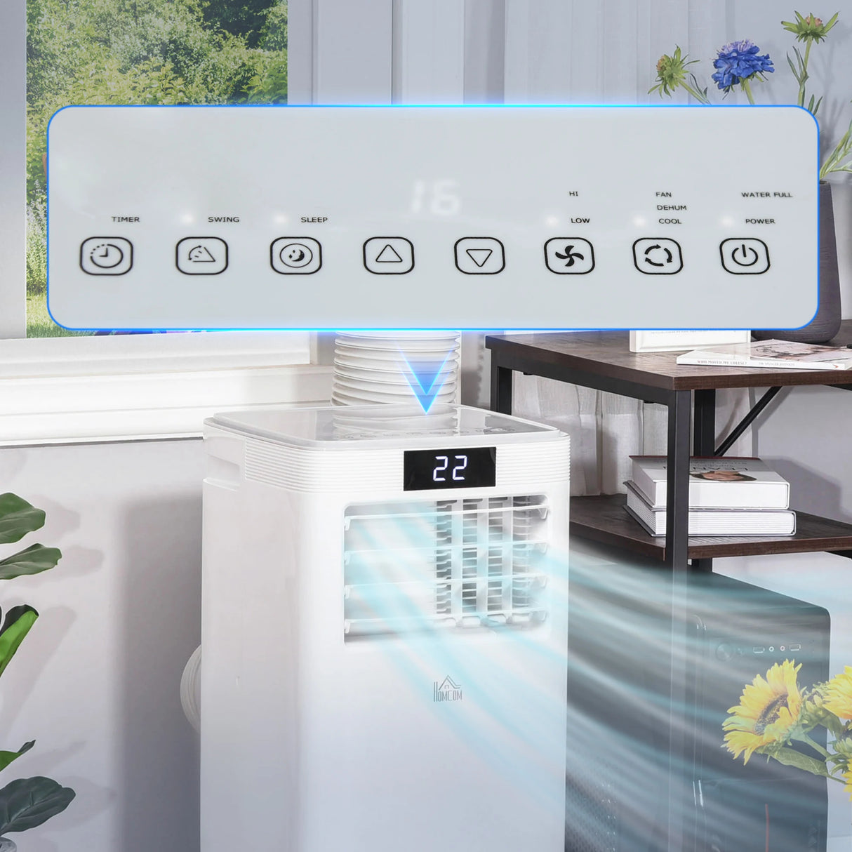 HOMCOM 8000 BTU Air Conditioning Unit, 3-in-1 Portable Air Conditioner, Dehumidifier, Cooling Fan with Remote Control, Digital Display, 2 Speeds, 24H Timer, Window Venting Kit, 18m2