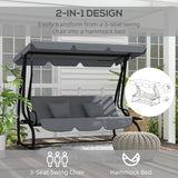 Outsunny Three-Person garden Swing Chair, with Adjustable Canopy - Light Brown