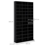 HOMCOM 1116 CD/ 528 DVD Storage Unit, Media Storage Shelf, Wooden Display Unit with Adjustable Shelves, 102 x 195 cm, Black