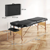 HOMCOM Adjustable Folding Massage Table - Black