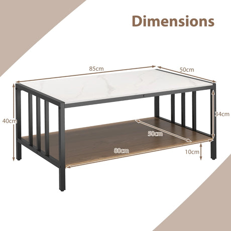 Rectangular Center Table with Sintered Stone Tabletop-White