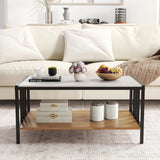 Rectangular Center Table with Sintered Stone Tabletop-White