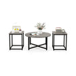 3-Piece Coffee Table Set Round Coffee Table and 2PCS Square End Tables-Gray