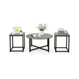 3-Piece Coffee Table Set Round Coffee Table and 2PCS Square End Tables-Gray
