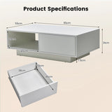 Coffee table with 20 colors LED lights and remote control 95 x 55 x 31 cm White