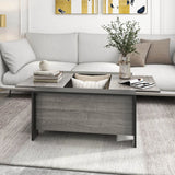 36.5 Inch Coffee Table with Sliding Top and Hidden Compartment-Gray